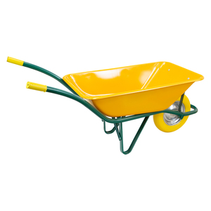 Carretilla de Construcción Metálica Amarilla Desmontada con Rueda Sólida - Product Image 3