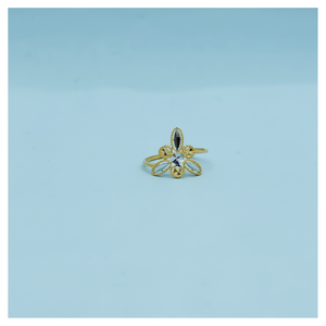 Elegante Anillo de Diamantes con Diseño Floral Dorado para Mujer, Diseño de Pétalos Abiertos de Lujo, Perfecto para Bodas, Compromisos, Fiestas y Uso Diario - Product Image 2