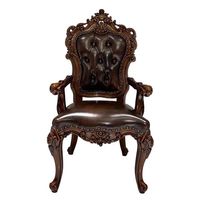 Europäischer Stil Moderner Echtleder Massivholz Geschnitzter Armlehnstuhl Kleiner Tisch Wohnzimmer Heim-Möbel Shanghai
