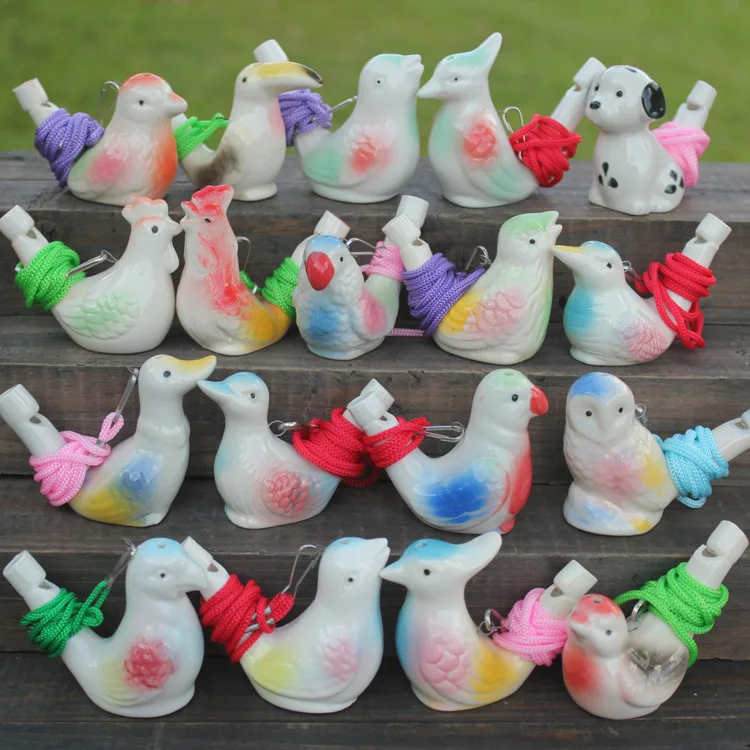 Children Toys Ceramic Bird Whistle  Crafts Lanyard Water Whistle Bird