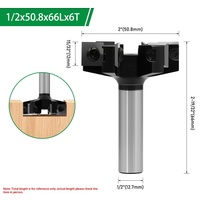 Fresa para ranuras en T de 6 cuchillas con vástago de 1/2 pulgada, de alta calidad, tipo inserto, para router de spoilboard
