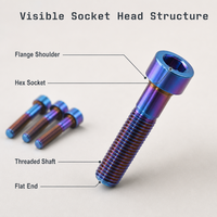 Baut Kepala Soket Titanium Alloy Tengri M8 Anodized, Sekrup Metrik Allen Key, OEM Grosir, Perlengkapan Proyek, Pasokan Massal