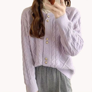 Suéter de Punto Trenzado con Cuello Redondo para Mujer, Cárdigan Corto, Otoño Invierno, Nuevo Estilo Informal y Elegante, Prenda Exterior - Product Image 6