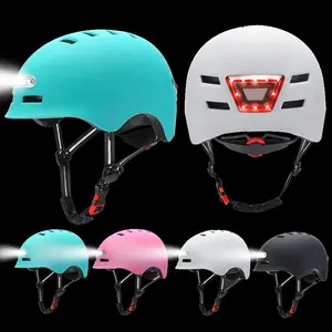 自転車バイクサイクリングヘルメット女性男性スケートボードスポーツセーフヘルメットフロントリアライトランプLEDライト電動スクーターヘルメット