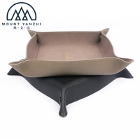 Plateau de rangement carré pliable en cuir fait main avec logo personnalisé pour clés, monnaie, montres et bijoux - Saint-Valentin