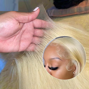 Cabello Indio Virgen para Peluca de Encaje Remy, Estilo Bob de 6 Pulgadas, Color 613, Onda Profunda, Onda Natural, Sin Pegamento, Transparente, 13x4, en Venta - Product Image 2