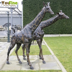 Produit décoratif de jardin Sculpture grandeur nature Statue animale en bronze Girafe en métal - Product Image 4