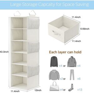 Best Selling Collapsible Hanging Closet Organizer 3 Drawers Side <b>Pocket</b> Storage Shelf Wardrobe Storage Clothes Bags Made <b>Plastic</b> - Product Image 5