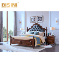 Lit King Size de Luxe Personnalisé Européen, Style Palais Américain, Ensemble de Meubles de Chambre en Bois Massif Sculpté à la Main pour Villa et Usage Domestique