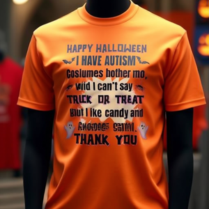 T-shirt d'Halloween pour enfants autistes, costume de sensibilisation à l'autisme, avec message « Trick or Treat », bonbons inclus - Product Image 1