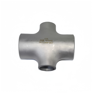 Raccord de tuyauterie à quatre voies à diamètre variable en acier inoxydable, soudé sans couture, utilisé pour le traitement de l'eau et les conduites industrielles - Product Image 1