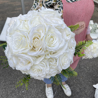 IFG Blanc Artificielle Rose Pivoine Soie Fleurs Bouquet De Mariage Bouquet De Mariée pour La Vente En Gros