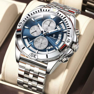 Montre-bracelet sportive pour homme POEDAGAR, étanche, chronographe lumineux, quartz, montres pour homme décontractées, acier inoxydable - Product Image 2