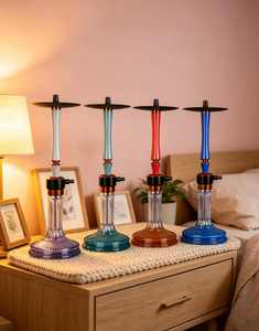 Modern Colored <b>Hookah</b> Set Glass Base Metal Stem Tobacco <b>Pipe</b> for Lounge Bar Home Use - Product Image 4