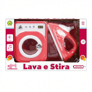 Lava E Stira Jouet Machine à laver et fer à repasser avec lumières et sons 3+ ans Rouge 21x10x33 cm - Product Image 3