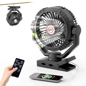 Ventilateur portable à clipser, batterie longue durée, moteur sans balais 9V, télécommande, ventilateur oscillant à 4 vitesses pour le camping, le bureau - Product Image 1