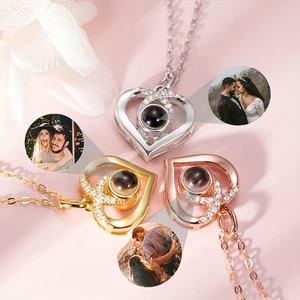 Collier <span class=keywords><strong>Photo</strong></span> de Projection Cœur Personnalisé OEM, Bijou Pendentif à Projection d'Image d'Amour - Product Image 3