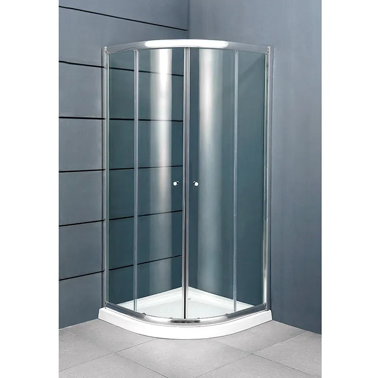 Cabina de ducha montada en esquina, cristal templado transparente para baño, precio barato