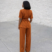 Ensemble de vêtements pour femmes transfrontalier Europe-Amérique, Nouvelle collection Printemps 2026, tailleur de bureau et professionnel avec pantalon large à lacets