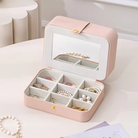 Boîte à bijoux avec tiroirs, boîte à bijoux avec poignée, boîte de rangement réglable pour bagues, boucles d'oreilles, colliers et bracelets