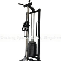 Appareil de musculation multifonctionnel pour usage commercial et domestique, avec poulie haute et poulie basse pour exercices de musculation des bras et des épaules