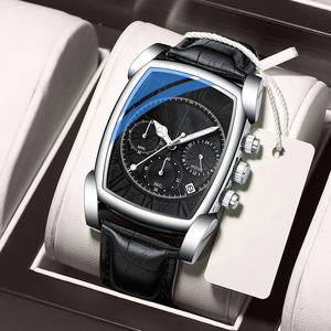 Luxury Leather Strap <strong>Rectangular</strong> Waterproof Luminous Quartz Watches for Men - Product Image 2