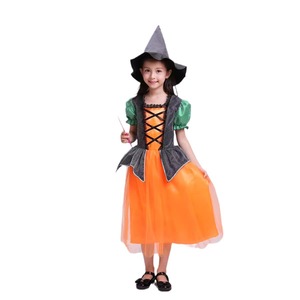 Halloween Pumpkin Dress For Girls Orange <b>Witch</b> Costume With Hat And Wand Dance Performance Costume Childrens <b>Clothing</b> Set - Product Image 5