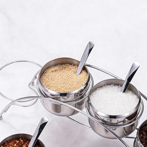 Ensemble <span class=keywords><strong>de</strong></span> pots à épices en acier inoxydable <span class=keywords><strong>de</strong></span> qualité alimentaire 304, écologiques, durables, avec couvercle et cuillère pour <span class=keywords><strong>restaurant</strong></span>, barbecue - Product Image 2
