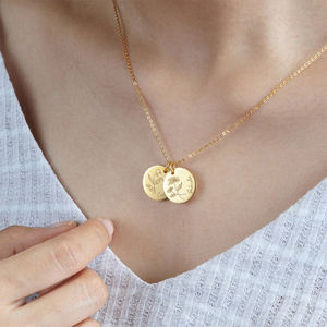 Flor colgante disco moneda collar Popular 18K oro lateral inicial I disco collar grabado personalizado collar - Product Image 4