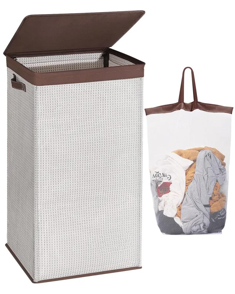 Waterproof Laundry Basket Hamper with Lid Easy to Carry Dirty Cloths Hamper for Bedroom Laundry Clothes Hamper with Bag