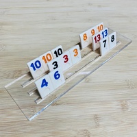 Jeu de tuiles de Rummy en acrylique de luxe, jeu de société Rummy Cube avec étui de voyage, 4 supports, coffret cadeau personnalisé gravé
