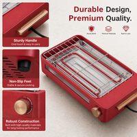 Grill électrique portable grande capacité, facile à nettoyer, barbecue de table Pro-Grill avec plaque amovible, support français pour usage intérieur
