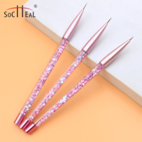 Fournisseur professionnel d'ongles acrylique rose paillettes huile poignée Gel peinture dessin Liner brosse importé Nylon UV Gel Nail Art brosse