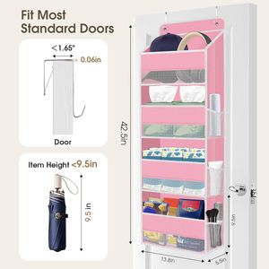 Over The Door Organizer 10 Pockets Pink Hanging <b>Storage</b> <b>For</b> Bathroom <b>Kitchen</b> Closet Nursery - Product Image 2