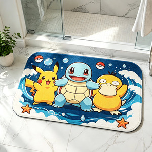 Alfombras de Baño de Algodón con Estampado Digital Personalizado de <span class=keywords><strong>Pikachu</strong></span> de 12 mm, Alfombras de Piso de Anime Pokémon Suaves y Absorbentes, Lavables, Antideslizantes - Product Image 1