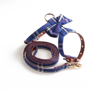 Universelles Geh geschirr für Hunde und Katzen Atmungsaktives PU-Halsband für umwelt freundliche Mode mit personal isierter Leine mit kariertem Knopf muster - Product Image 5