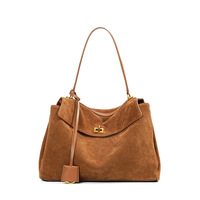 Sac fourre-tout en cuir véritable de luxe grande capacité Sac à main à bandoulière pour femme avec rabat à fermeture pour le travail et l'usage quotidien