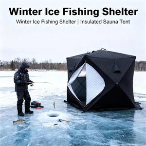 Customizable 2-Person Outdoor Extra <b>Large</b> Insulated Winter Ice Fishing <b>Tent</b> Triple Layer Oxford Waterproof Quick Opening Sauna - Product Image 2