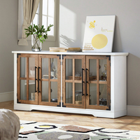 Buffet de cuisine de luxe Fondlive avec porte coulissante de 63 pouces, en bois, avec verre trempé, couleur personnalisée, pour la salle à manger