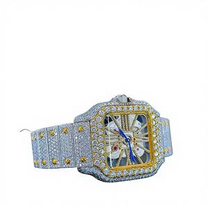 Fournisseur de Confiance Vendant Nouvelle Montre de Luxe Automatique à Quartz, Étanche, Carrée, en Acier Inoxydable avec Bracelet en Diamant Moissanite - Product Image 1