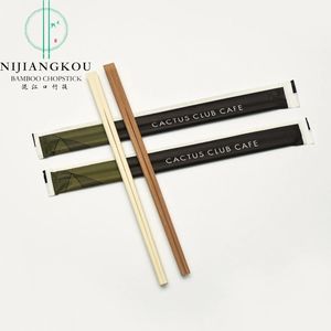 Palillos chinos de lujo de bambú desechables de 9 \ "de largo completamente sellados pares empaquetados individualmente 100 manga de papel Hashi - Product Image 2