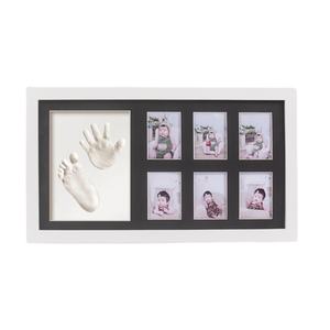 Cadre photo commémoratif en bois de pin de Nouvelle-Zélande pour empreintes de mains et de pieds de bébé, pleine lune, avec encre noire et argile blanche - Cadeau DIY - Product Image 3