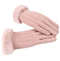 Gants d'hiver en daim épais doublés coupe-vent pour femmes