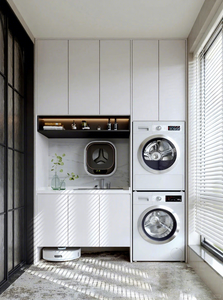 Nuovo Arrivo: Mobile Lavanderia <span class=keywords><strong>in</strong></span> <span class=keywords><strong>Legno</strong></span> Personalizzato <span class=keywords><strong>per</strong></span> Balcone, Set Moderno Integrato con Asciugatrice e Lavatrice <span class=keywords><strong>per</strong></span> Soggiorno e Hotel - Product Image 2