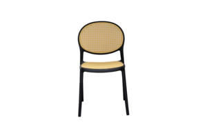 <span class=keywords><strong>Chaise</strong></span> de salle à manger de cuisine en plastique <span class=keywords><strong>beige</strong></span> évidée empilable élégante à cadre <span class=keywords><strong>noir</strong></span> - Product Image 4