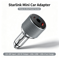 Cargador de Coche 3 en 1 para Starlink Mini, Adaptador de Alta Potencia de 60W DC+USB-C+USB-A con Función Boost, para Autocaravanas, Camiones, Yates, Camping al Aire Libre