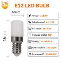 Ampoule LED économique Mini E12 1,3W AC 120V 3000K/4000K/6000K Design moderne Matériel en aluminium Certifiée CE Intérieurs