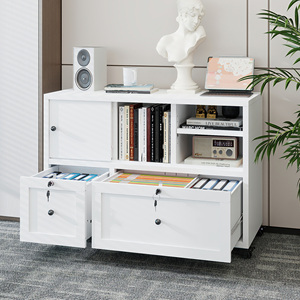 Armoire de classement mobile en métal blanc de 28 po avec serrure, 2 tiroirs latéraux pour l'organisation de dossiers A4/Legal/Letter au bureau à domicile - Product Image 1
