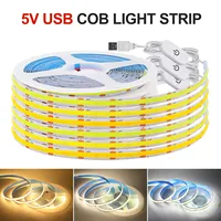 5V COB LED bande lumineuse 320LEDs/M capteur tactile Dimmable USB Flexible LED ruban ruban adhésif bricolage miroir TV rétro-éclairage veilleuse