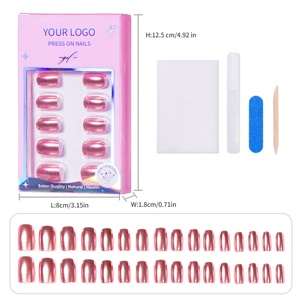 <span class=keywords><strong>Uñas</strong></span> Postizas <span class=keywords><strong>Rosa</strong></span> Cromado, Forma Cuadrada Ancha, <span class=keywords><strong>Uñas</strong></span> Artificiales Resistentes al Agua, 32 Piezas, Venta al Por Mayor - Product Image 1